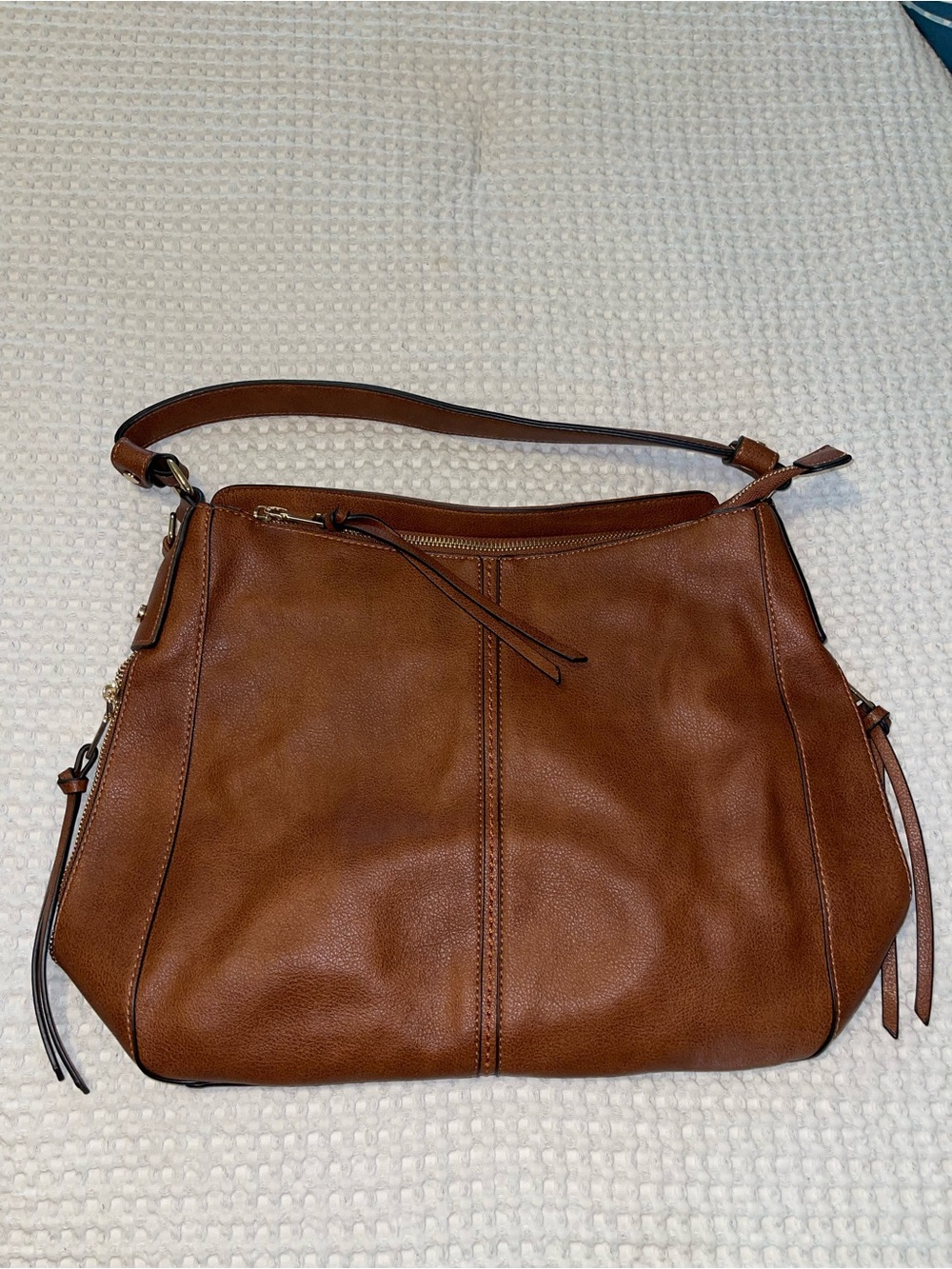 Realer Chestnut Brown Vegan (faux) Leather Hobo Shoulder Bag